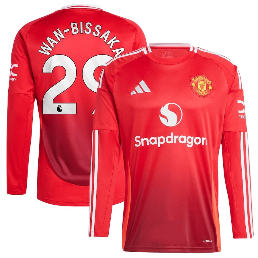 Aaron Wan-Bissaka 29 Manchester United 2024/25 Home Men Long Sleeve Jersey - Red