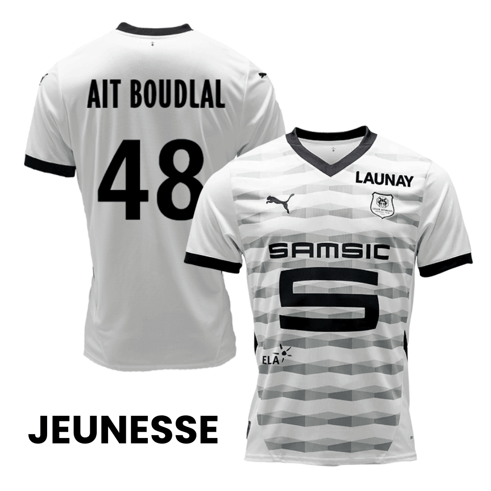 Abdelhamid Aït Boudlal 48 Stade Rennais F.C. 2024/25 Away YOUTH Jersey - White