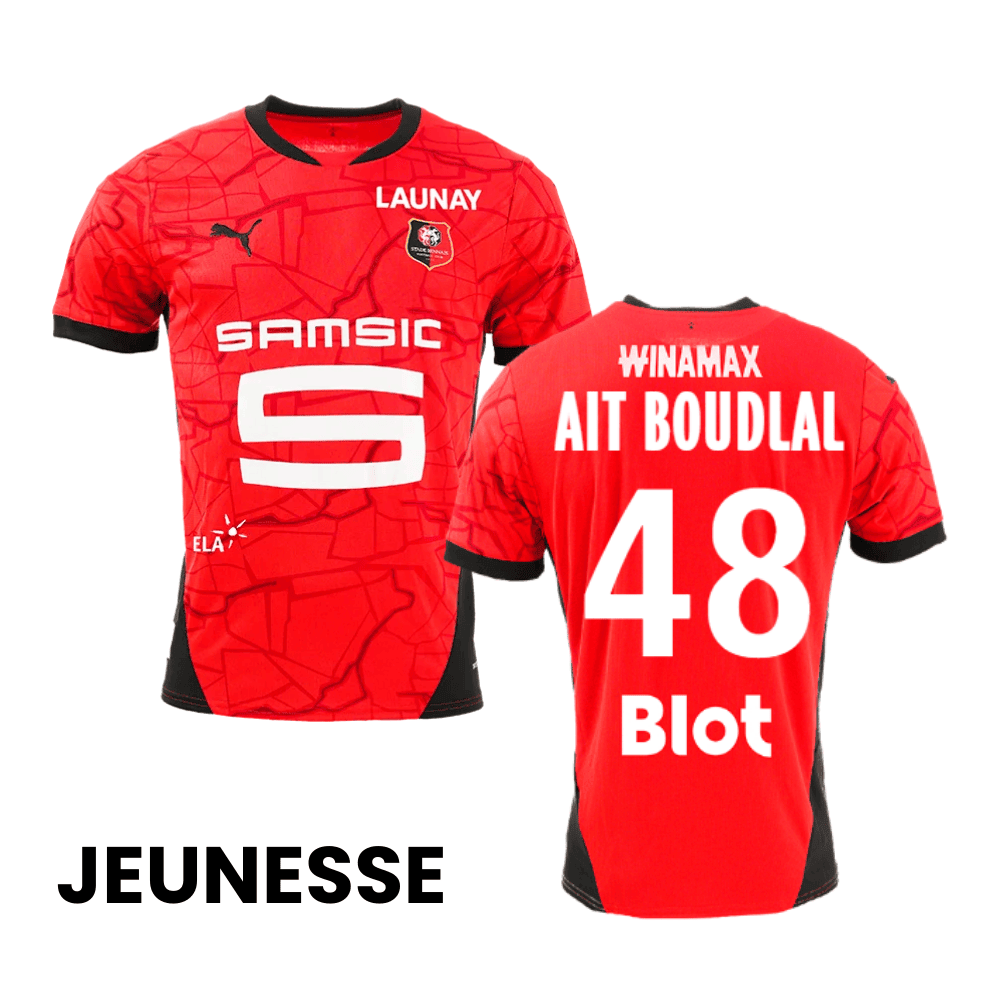 Abdelhamid Aït Boudlal 48 Stade Rennais F.C. 2024/25 Home YOUTH Jersey - Red