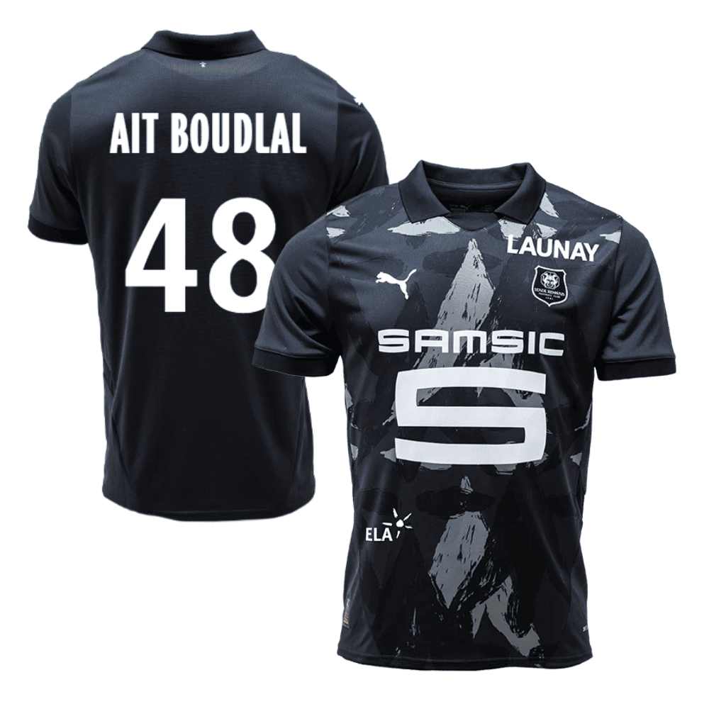 Abdelhamid Aït Boudlal 48 Stade Rennais F.C. 2024/25 Third Men Jersey - Black