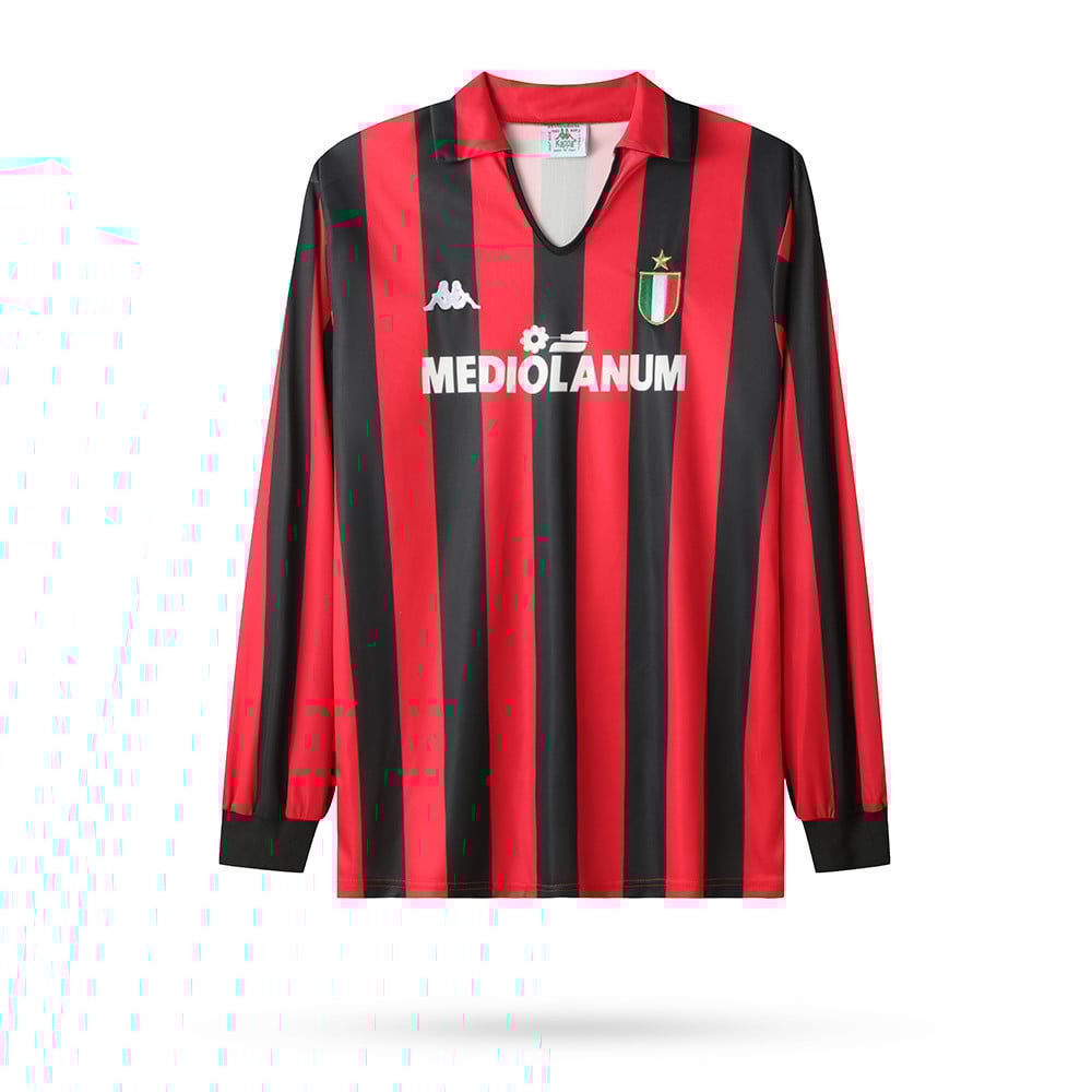 AC Milan 1988-1989 Home Men Retro Jersey - Long Sleeve, Black Red
