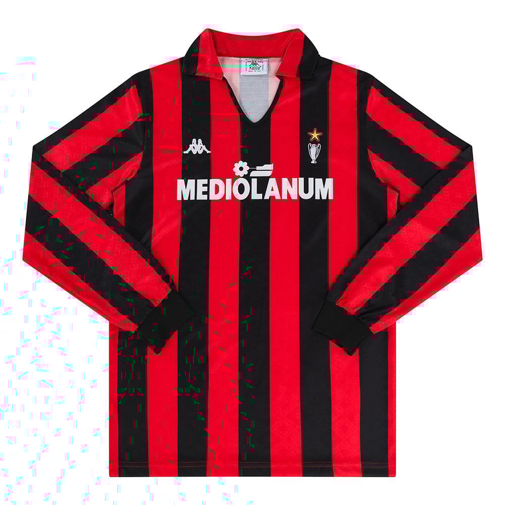 AC Milan 1988-1990 Home Men Retro Jersey - Long Sleeve, Black Red