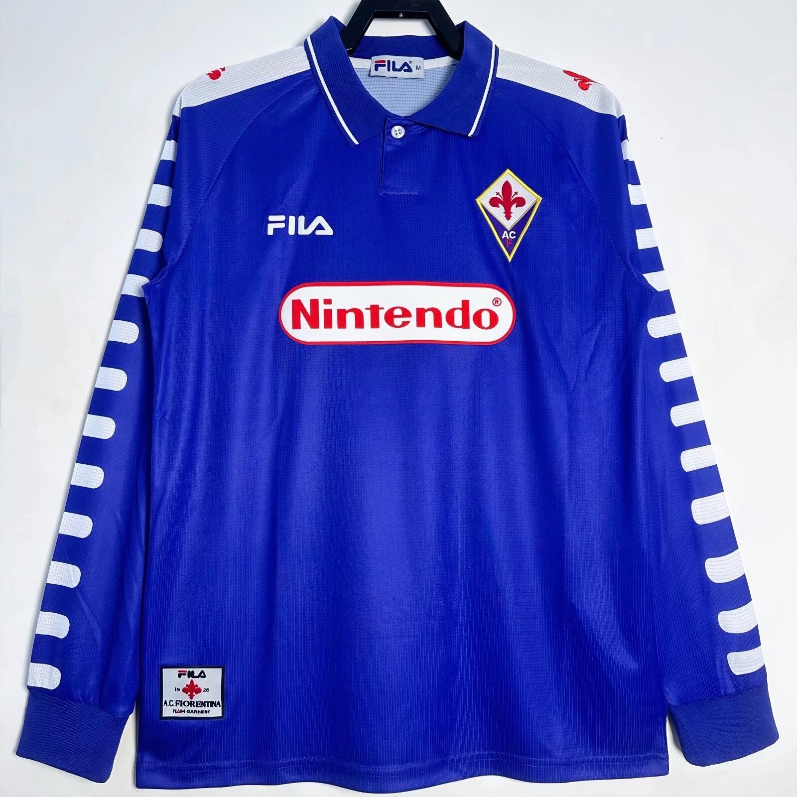 ACF Fiorentina 1998/99 Home Retro Long Sleeve Men Jersey - Blue