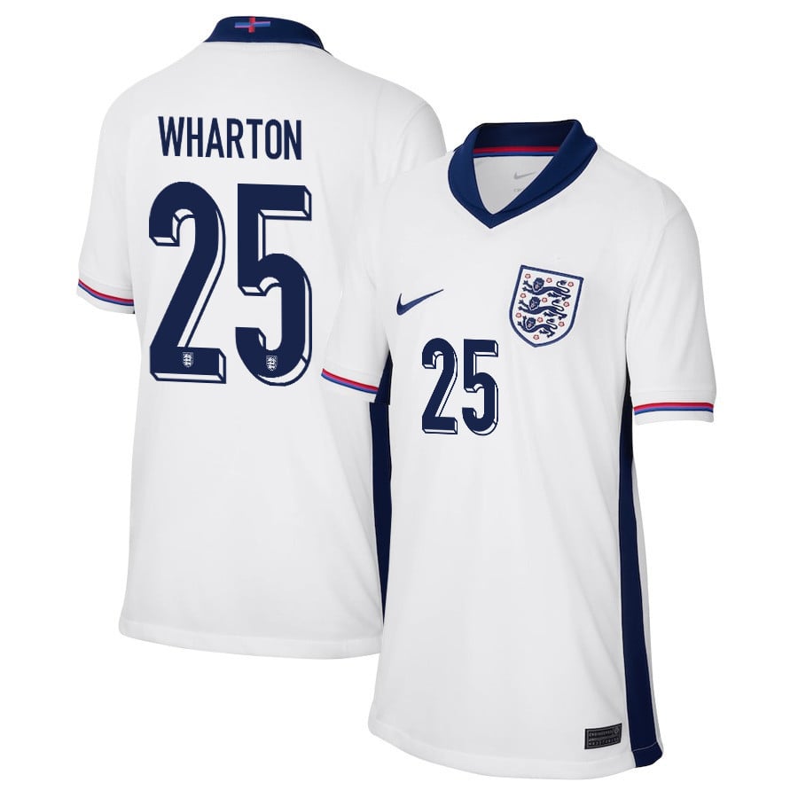 Adam Wharton 25 England 2024/25 Home Stadium Football YOUTH Jersey - White
