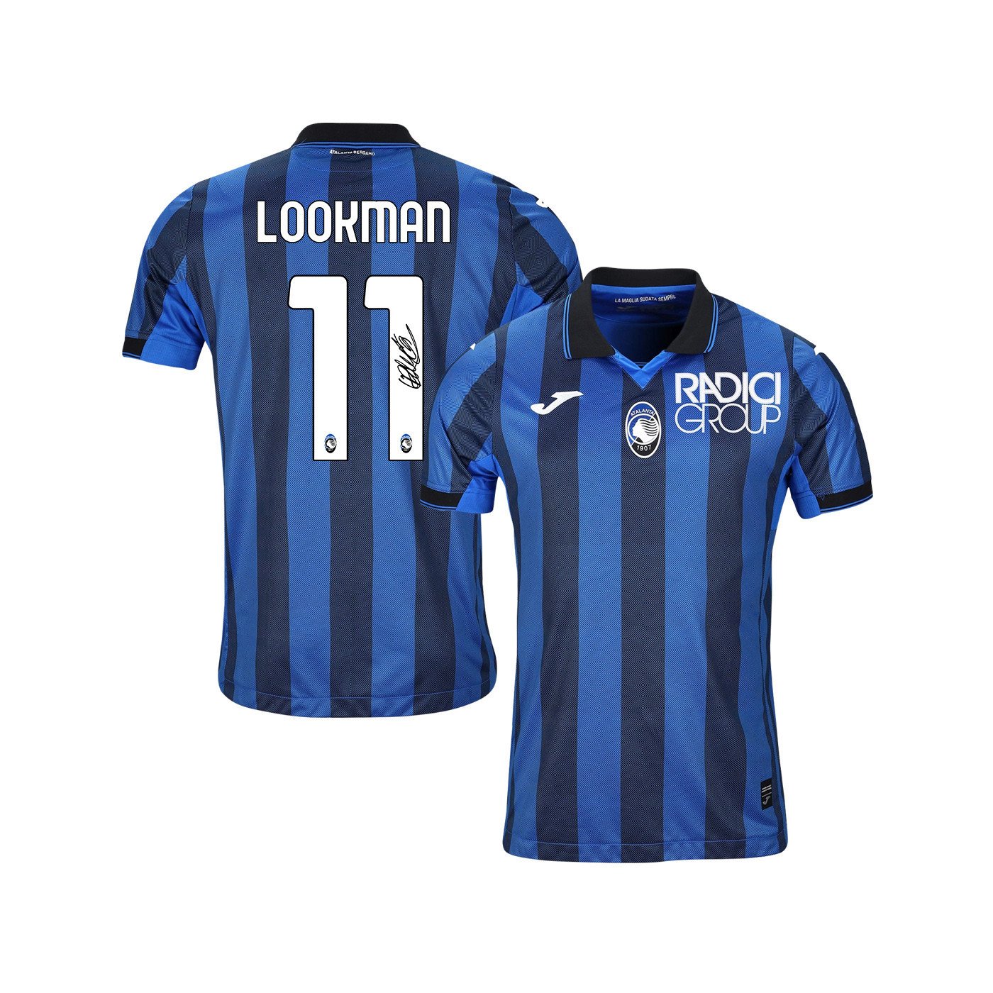 Ademola Lookman 11 Signed Atalanta Home Jersey Autographed - Men, Blue