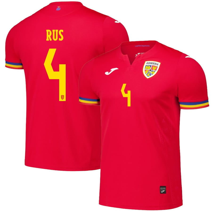Adrian Rus 4 Romania National Team 2024/25 Away Men Jersey - Red
