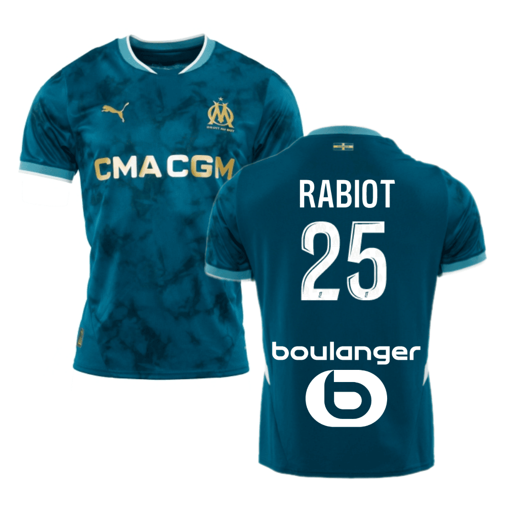 Adrien Rabiot 25 Olympique de Marseille 2024/25 Away Men Jersey - Turquoise Blue