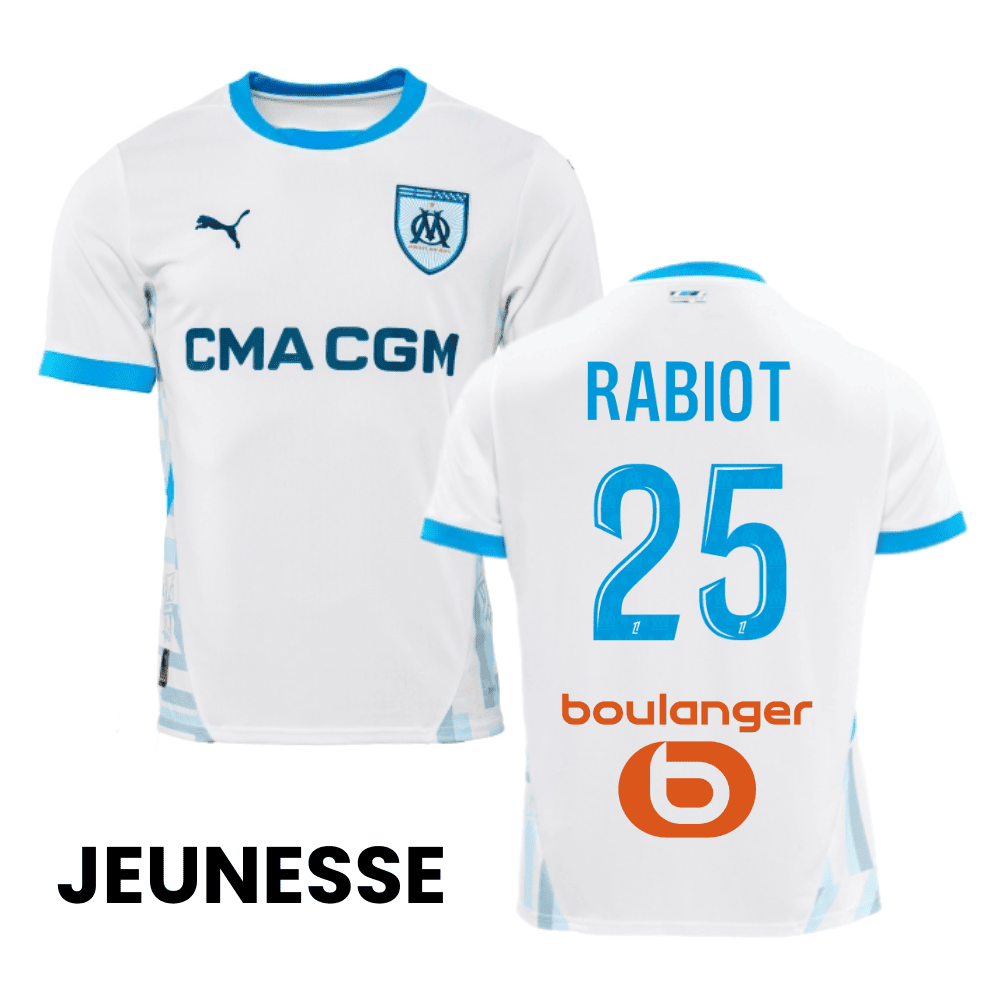 Adrien Rabiot 25 Olympique de Marseille 2024/25 Home YOUTH Jersey - White