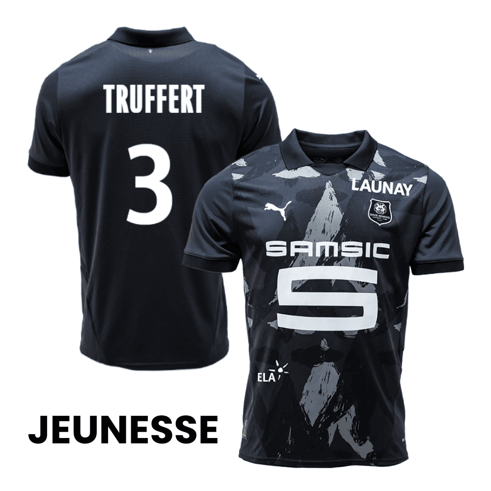 Adrien Truffert 3 Stade Rennais F.C. 2024/25 Third YOUTH Jersey - Black