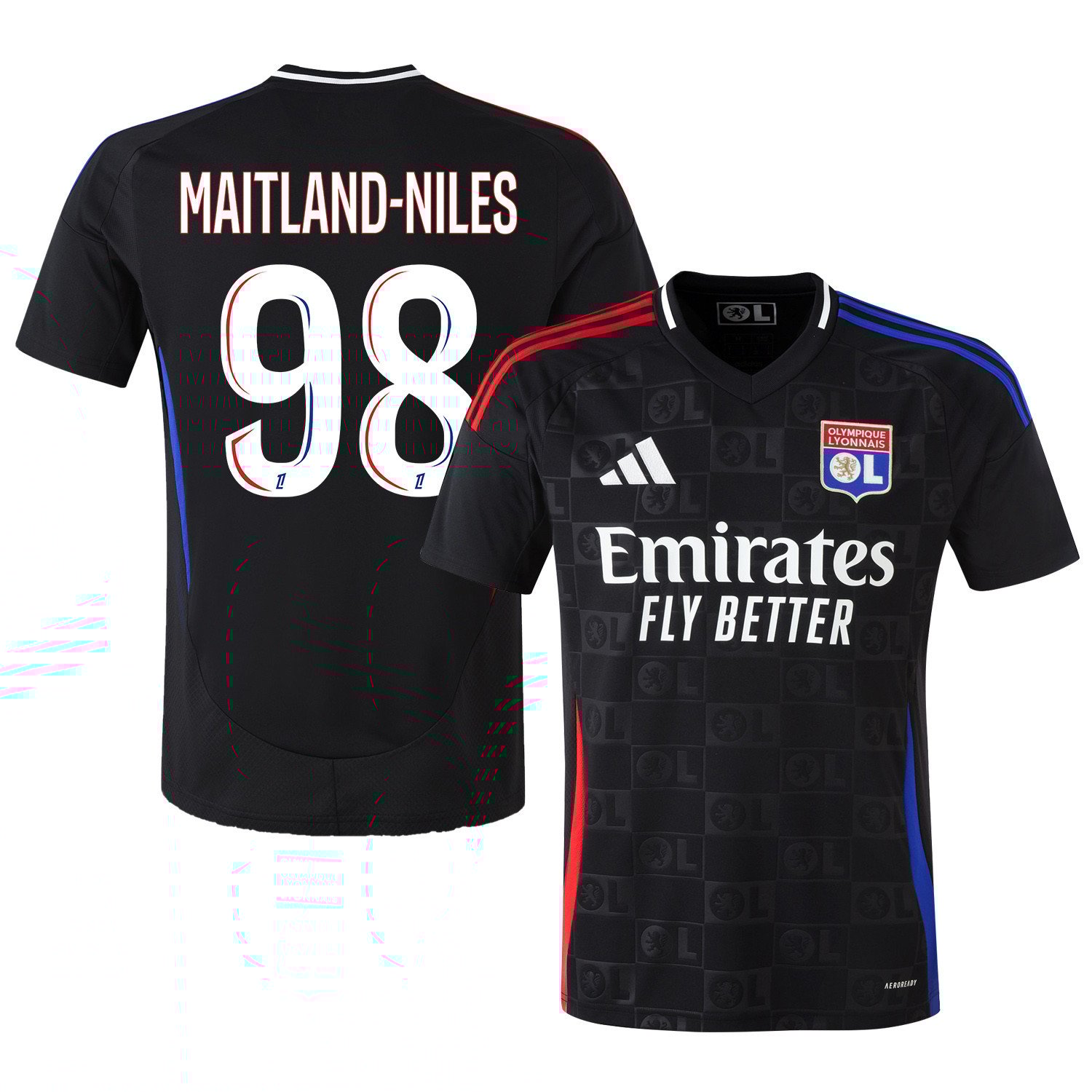Ainsley Maitland-Niles 98 Olympique Lyonnais 2024/25 Away Men Jersey - Black