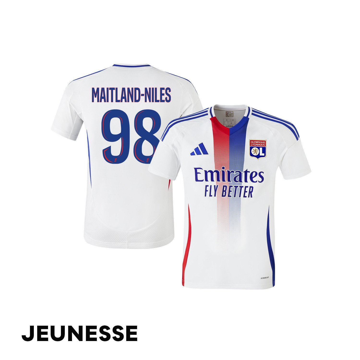 Ainsley Maitland-Niles 98 Olympique Lyonnais 2024/25 Home YOUTH Jersey - White