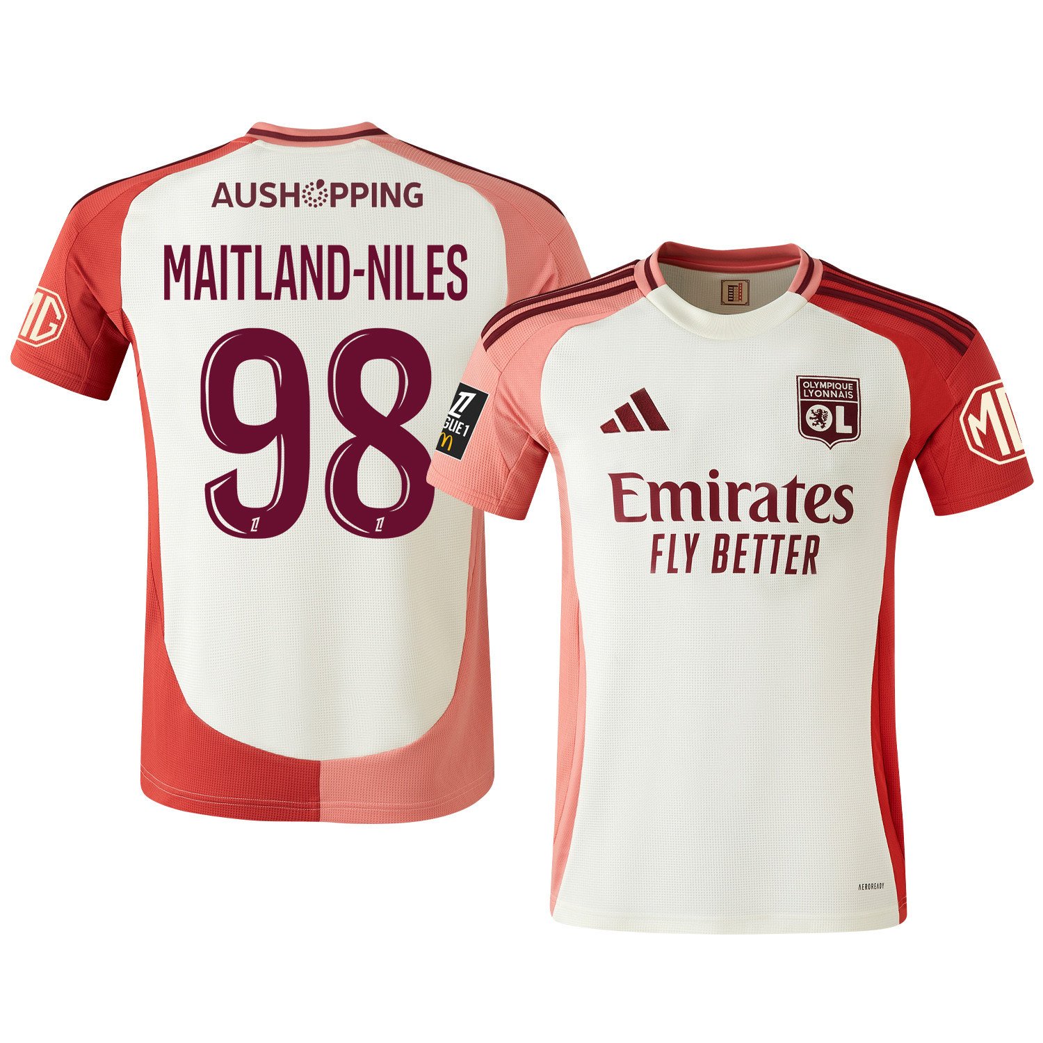Ainsley Maitland-Niles 98 Olympique Lyonnais 2024/25 Third Men Jersey - Cream