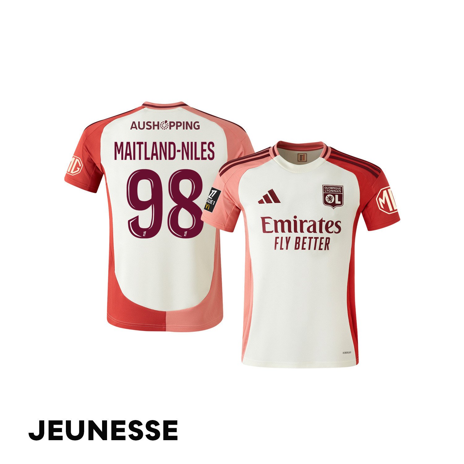 Ainsley Maitland-Niles 98 Olympique Lyonnais 2024/25 Third YOUTH Jersey - Cream