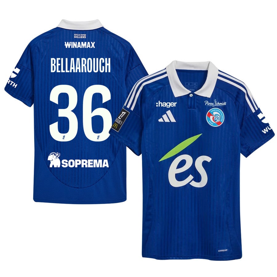 Alaa Bellaarouch 36 RC Strasbourg Alsace 2024/25 Home Men Jersey - Blue