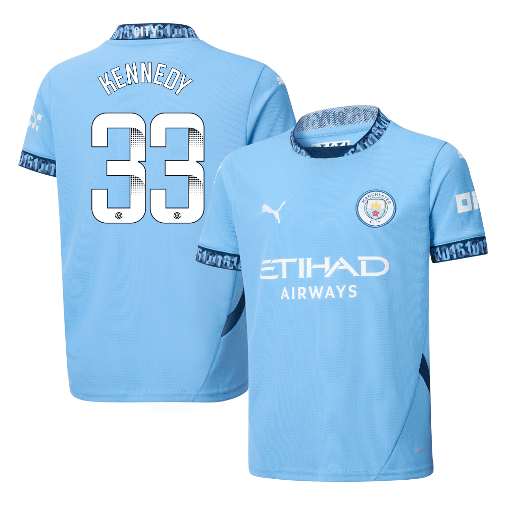 Alanna Kennedy 33 Manchester City 2024/25 Women's Team Home YOUTH Jersey - Light Blue