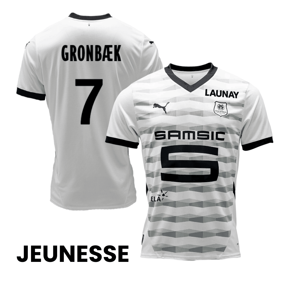 Albert Grønbæk 7 Stade Rennais F.C. 2024/25 Away YOUTH Jersey - White