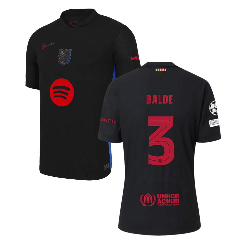 Alejandro Balde 3 Barcelona UCL Patch 2024/25 Away Men Jersey - Black