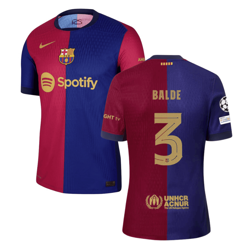 Alejandro Balde 3 Barcelona UCL Patch 2024/25 Home Men Jersey - Navy