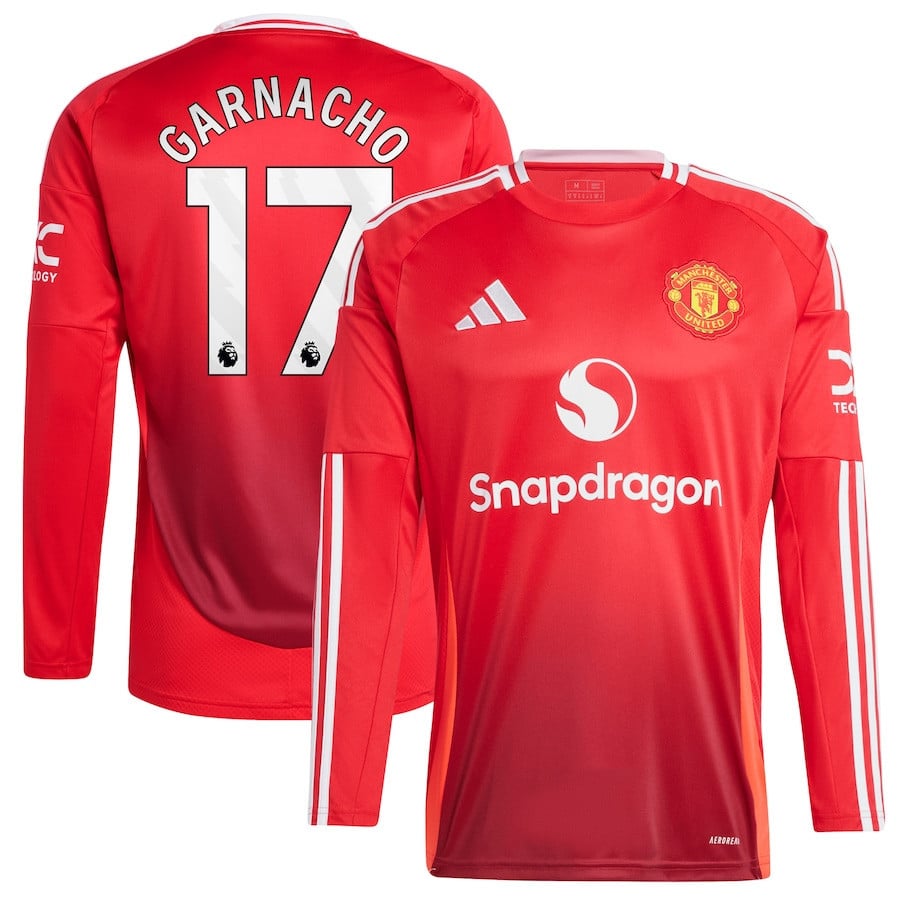 Alejandro Garnacho 17 Manchester United 2024/25 Home Men Long Sleeve Jersey - Red