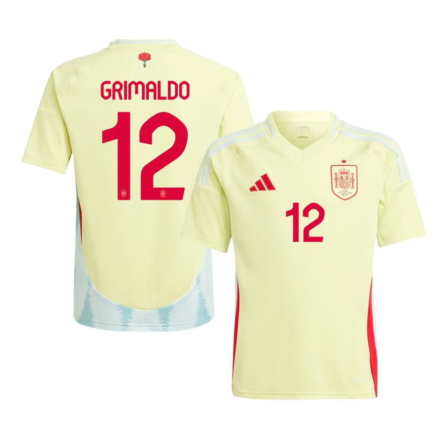 Alejandro Grimaldo 12 Spain National Team 2024 Away YOUTH Jersey - Yellow