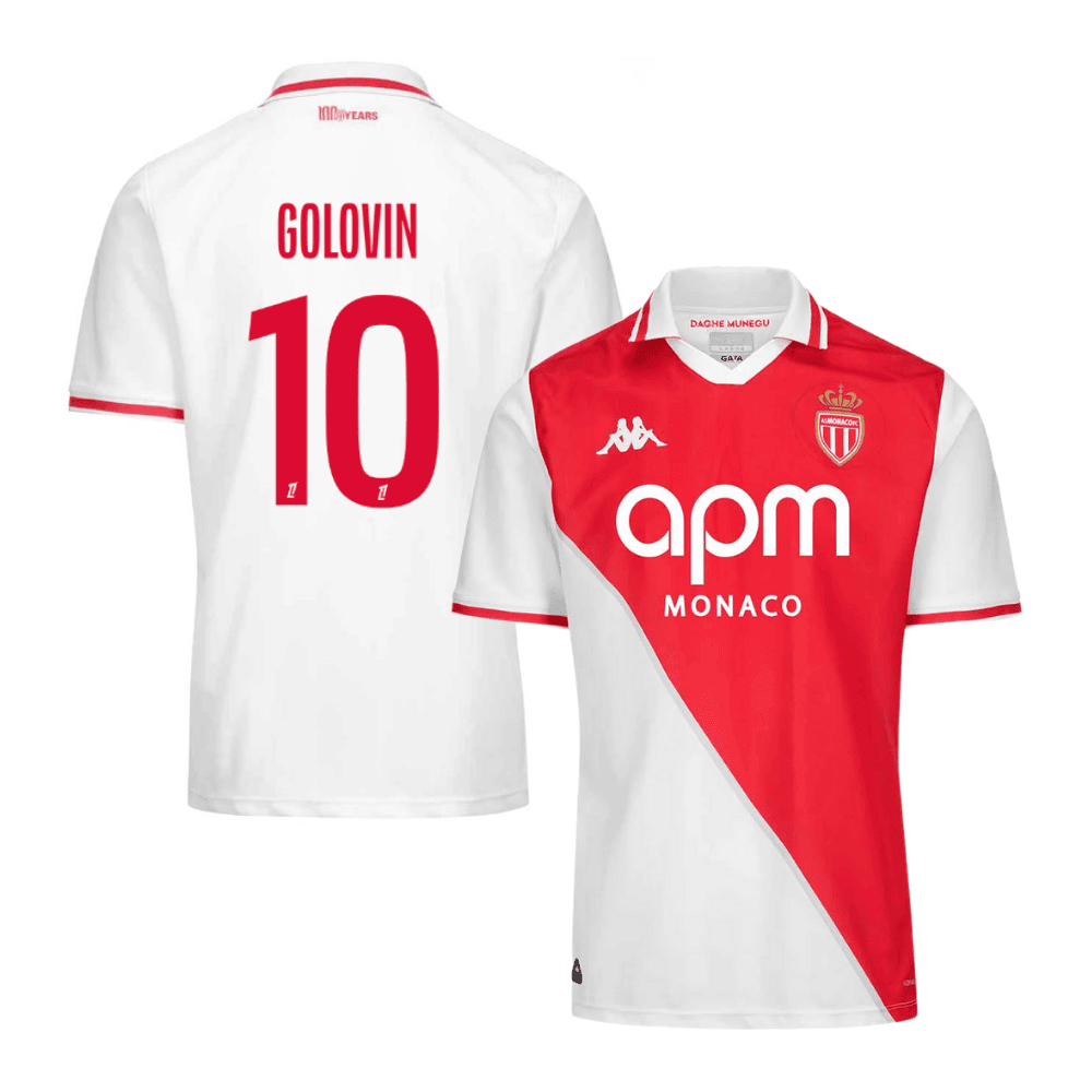 Aleksandr Golovin 10 AS Monaco 2024/25 Home Men Jersey - White/Red