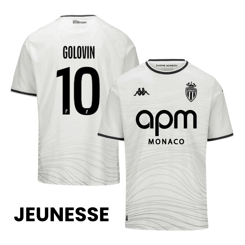 Aleksandr Golovin 10 AS Monaco 2024/25 Third YOUTH Jersey - White