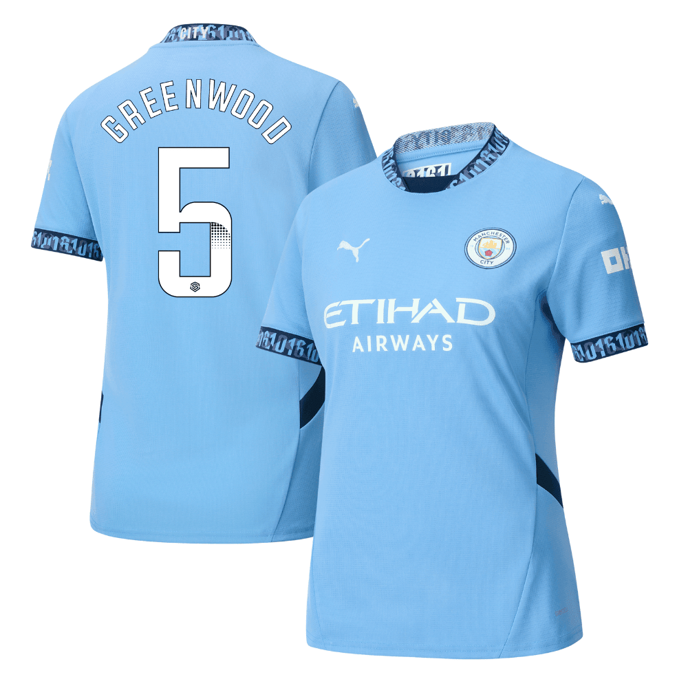 Alex Greenwood 5 Manchester City 2024/25 Women's Team Home Women Jersey - Light Blue