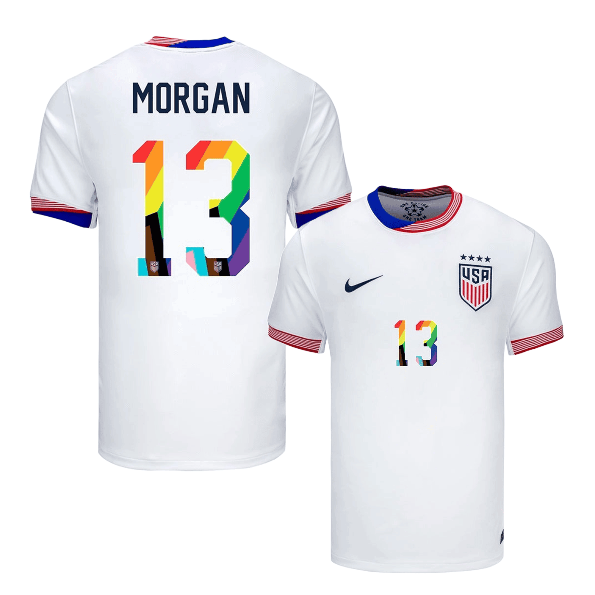 Alex Morgan 13 USWNT 2024 Pride-Themed Home Jersey - Men