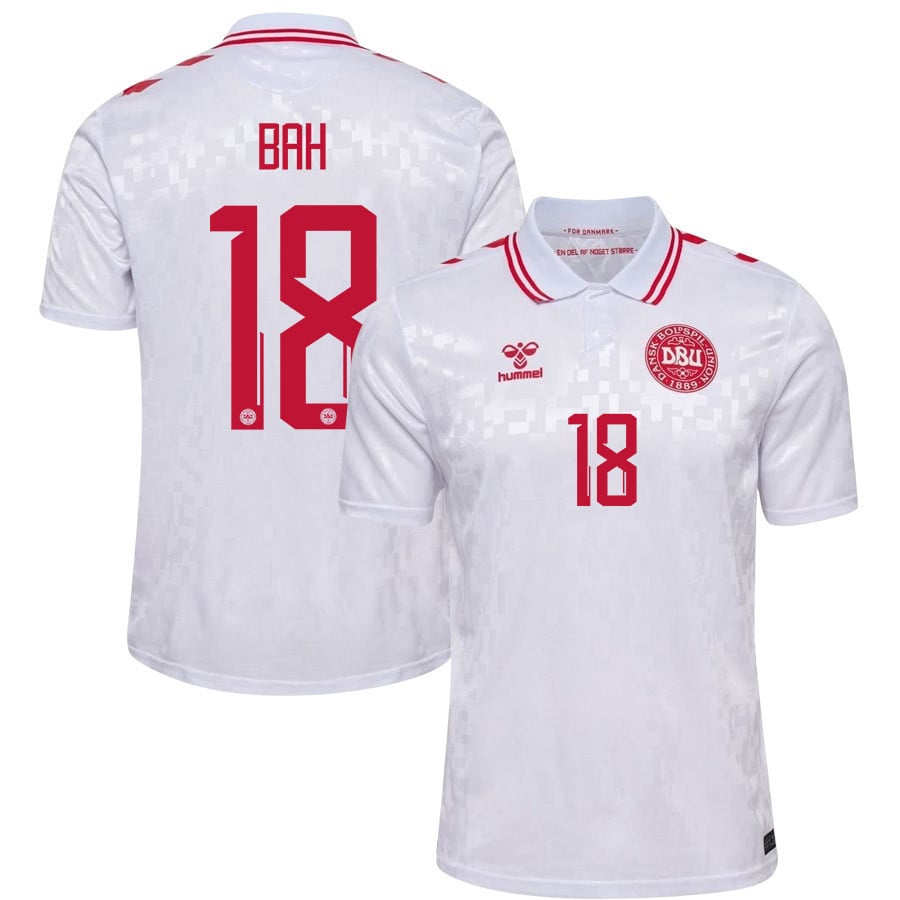 Alexander Bah 18 Denmark National Team 2024/25 Away Men Jersey - White