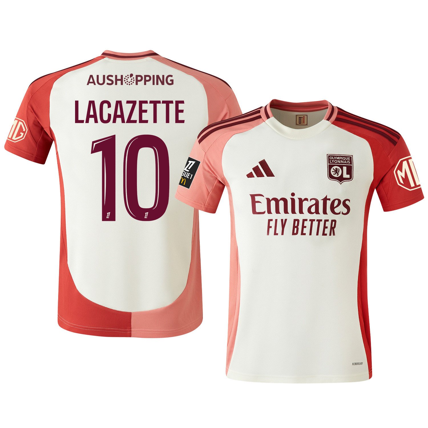 Alexandre Lacazette 10 Olympique Lyonnais 2024/25 Third Men Jersey - Cream