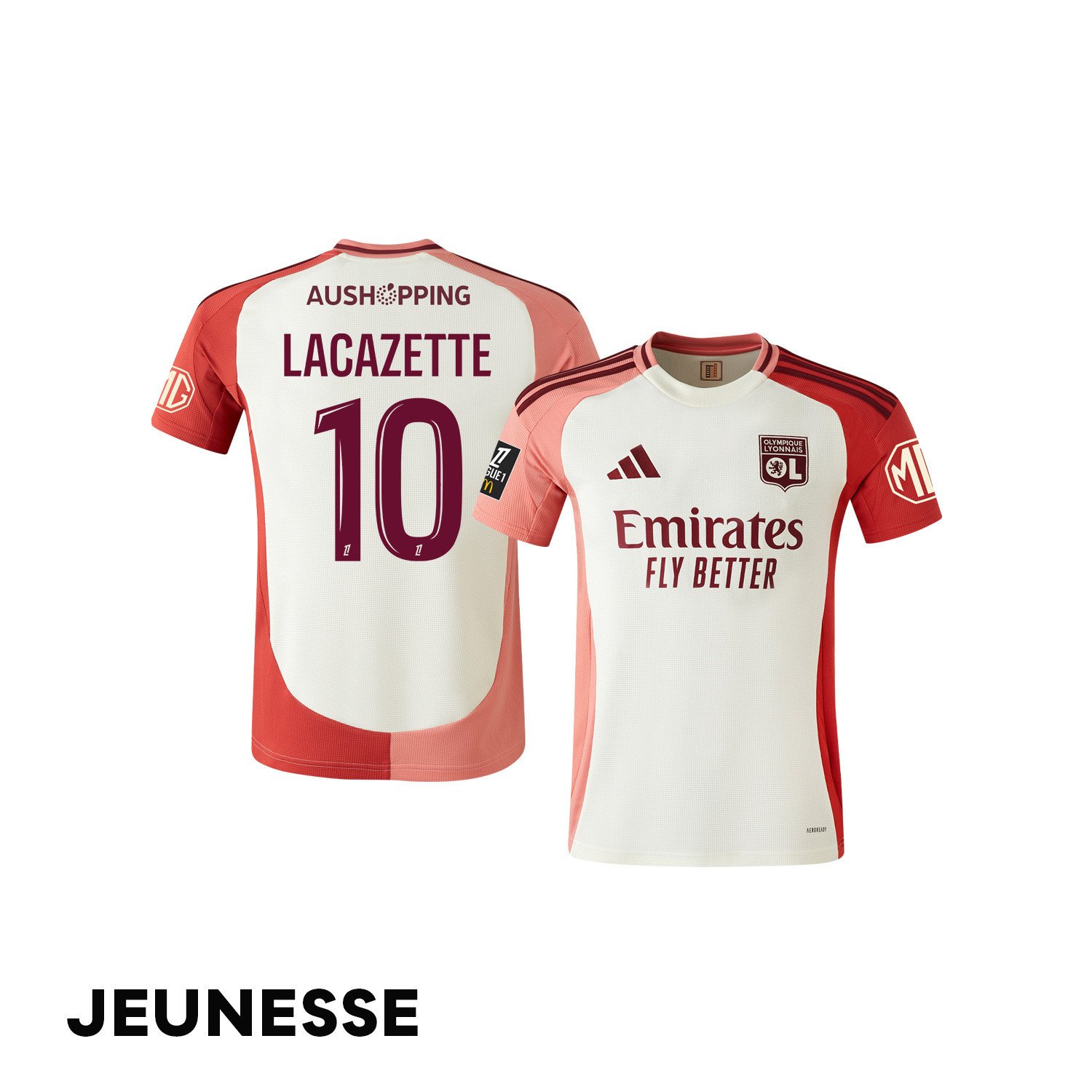 Alexandre Lacazette 10 Olympique Lyonnais 2024/25 Third YOUTH Jersey - Cream