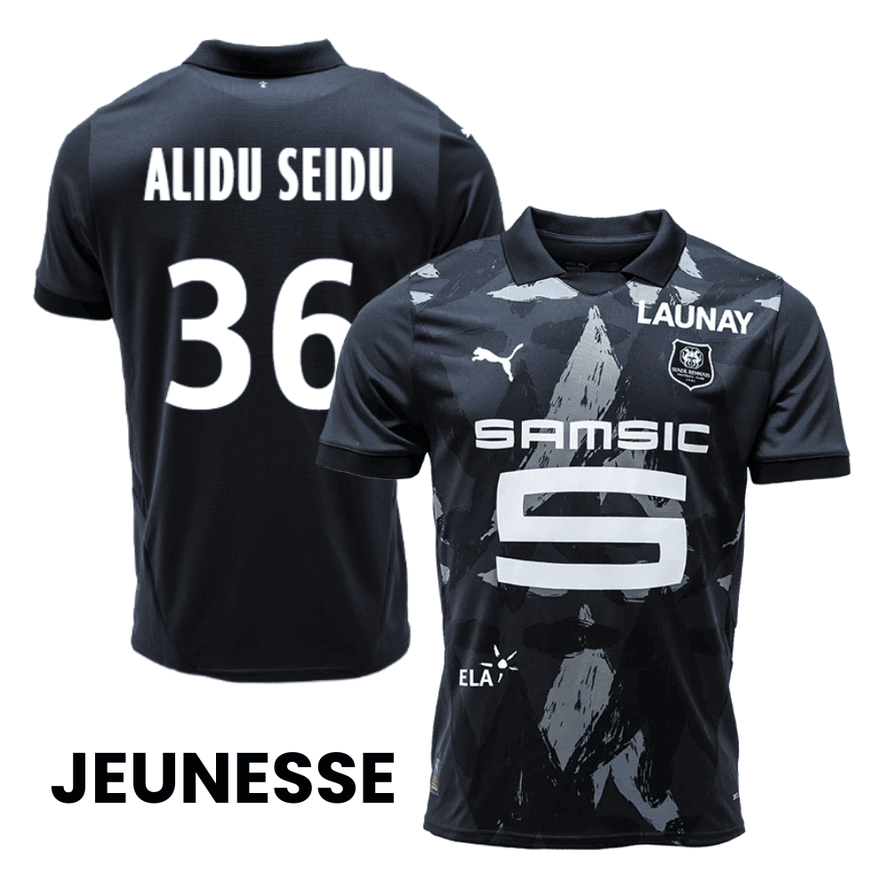 Alidu Seidu 36 Stade Rennais F.C. 2024/25 Third YOUTH Jersey - Black