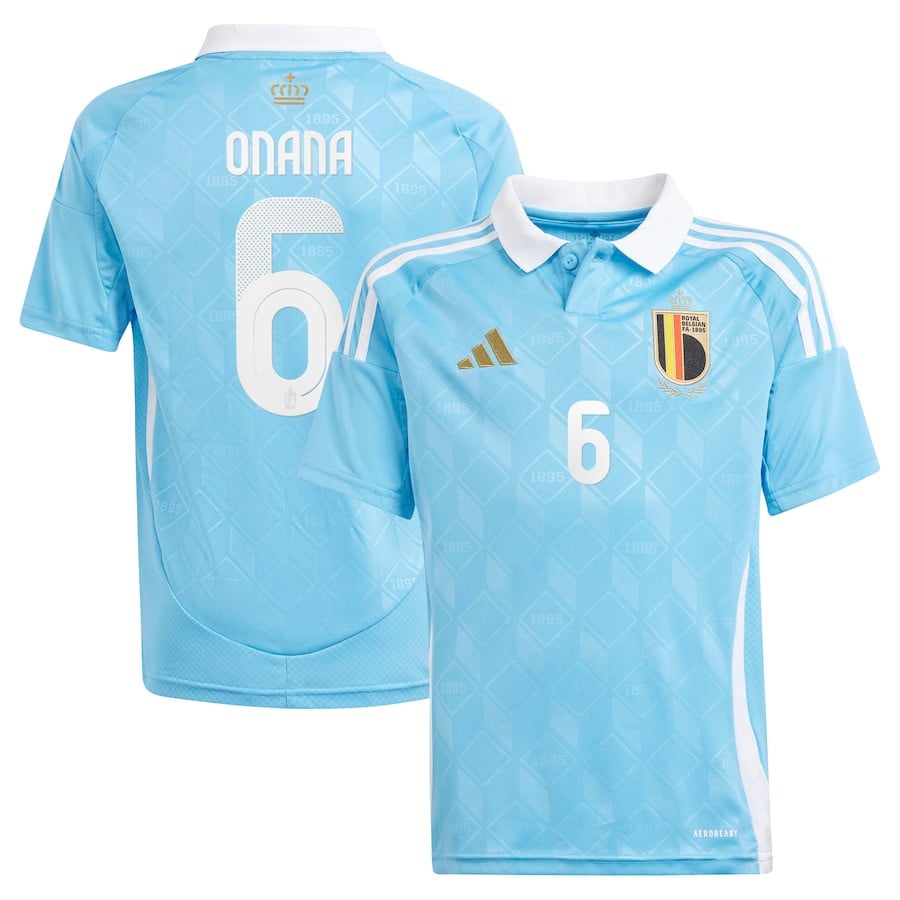 Amadou Onana 6 Belgium National Team 2024 Away YOUTH Jersey - Blue
