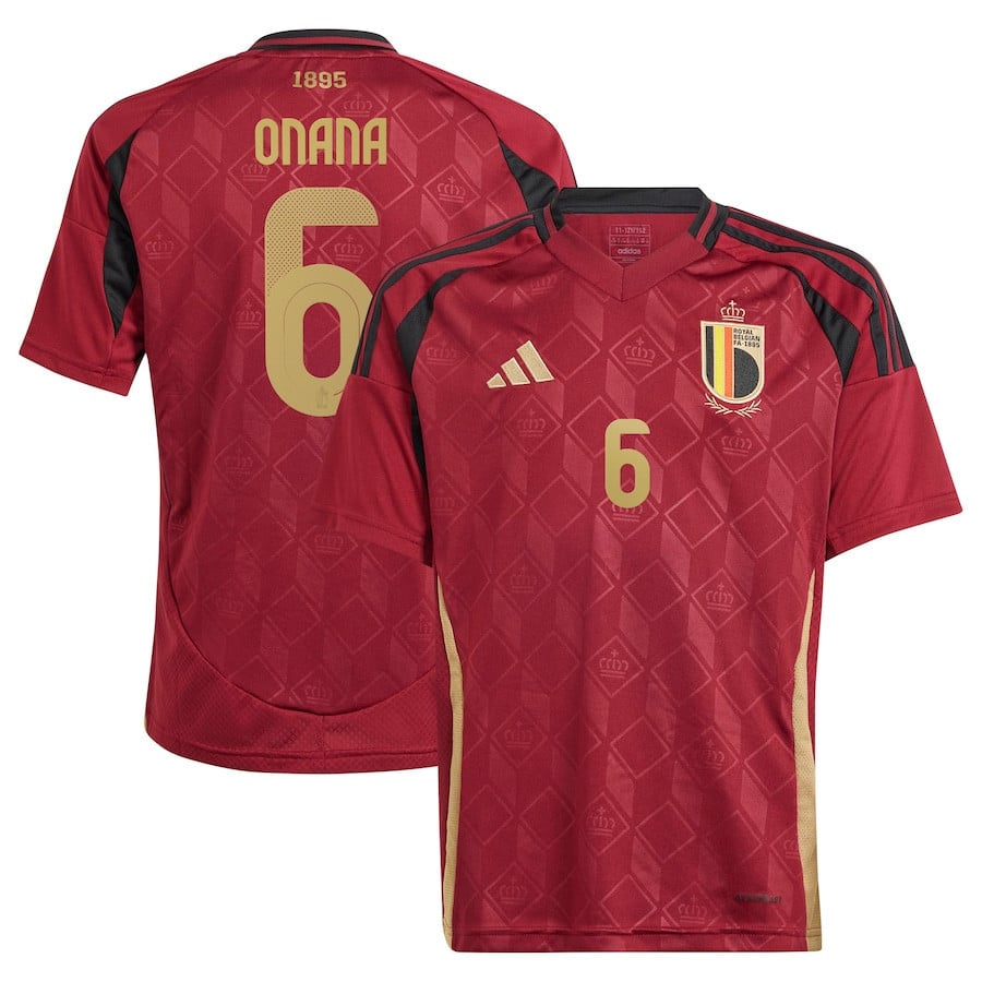 Amadou Onana 6 Belgium National Team 2024 Home YOUTH Jersey - Burgundy
