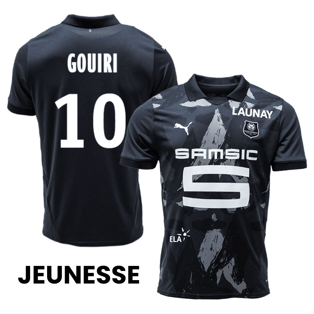 Amine Gouiri 10 Stade Rennais F.C. 2024/25 Third YOUTH Jersey - Black