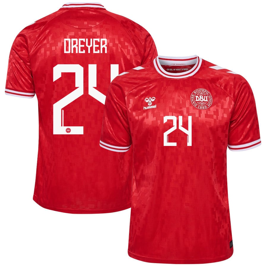 Anders Dreyer 24 Denmark National Team 2024/25 Home Men Jersey - Red