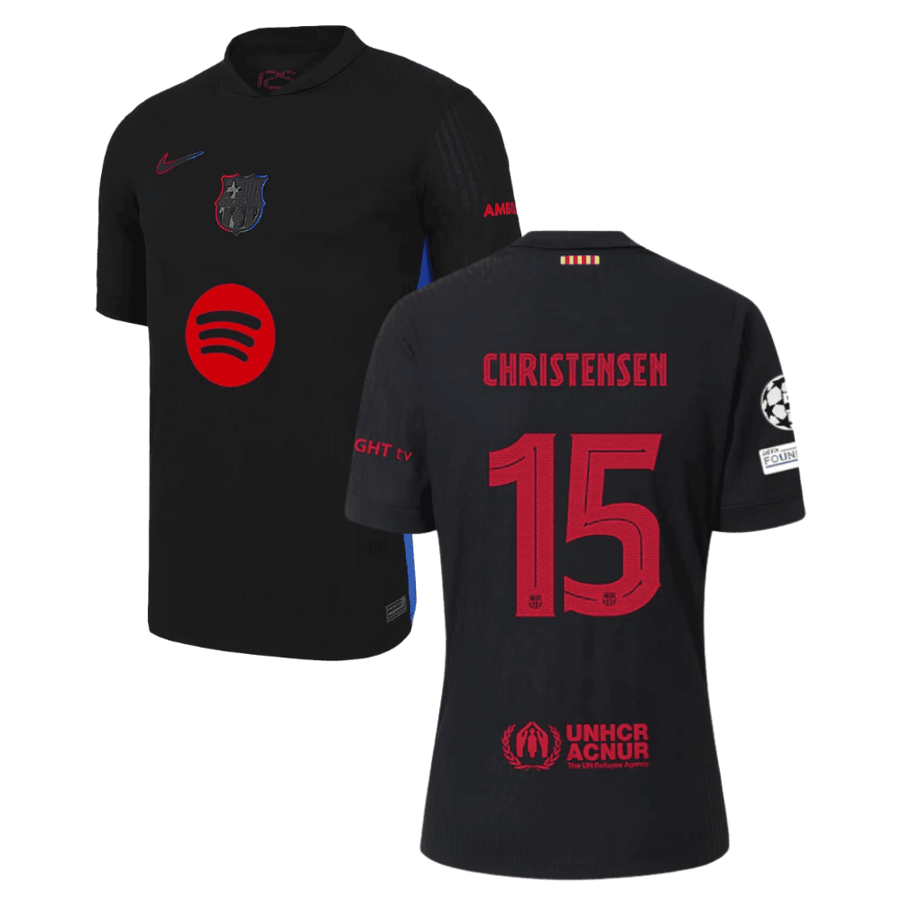 Andreas Christensen 15 Barcelona UCL Patch 2024/25 Away Men Jersey - Black