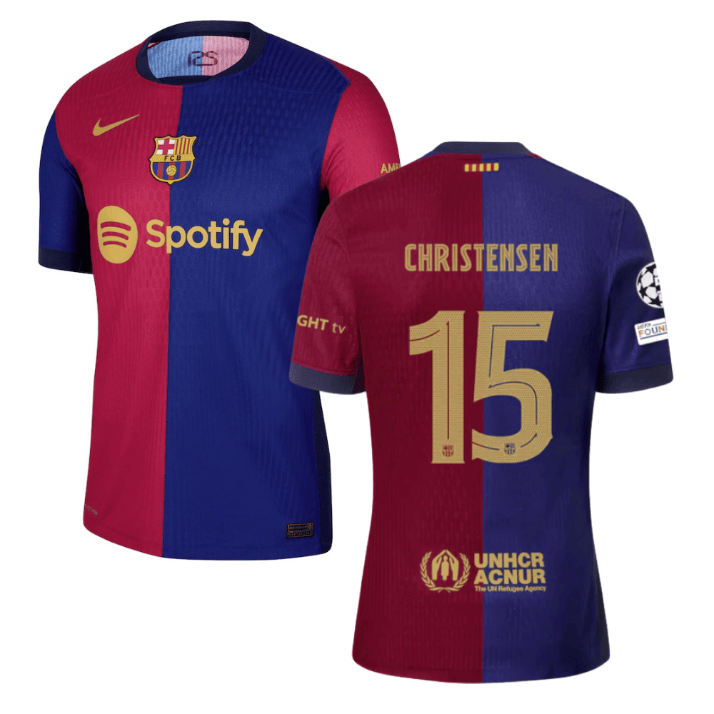 Andreas Christensen 15 Barcelona UCL Patch 2024/25 Home Men Jersey - Navy