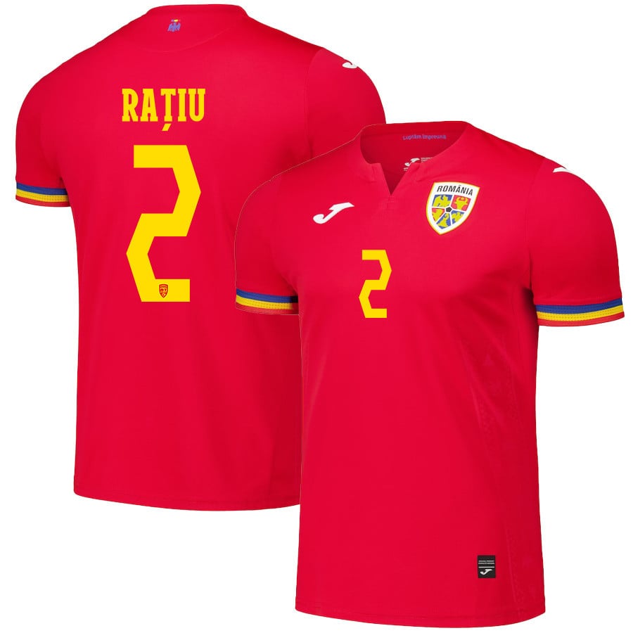 Andrei Rațiu 2 Romania National Team 2024/25 Away Men Jersey - Red