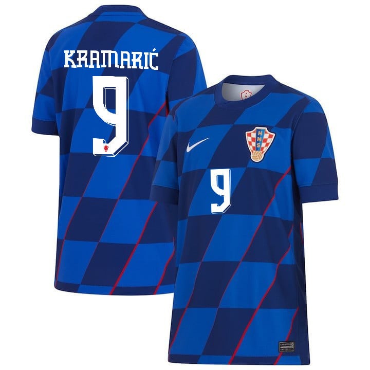 Andrej Kramarić 9 Croatia National Team 2024 Away YOUTH Jersey - Blue