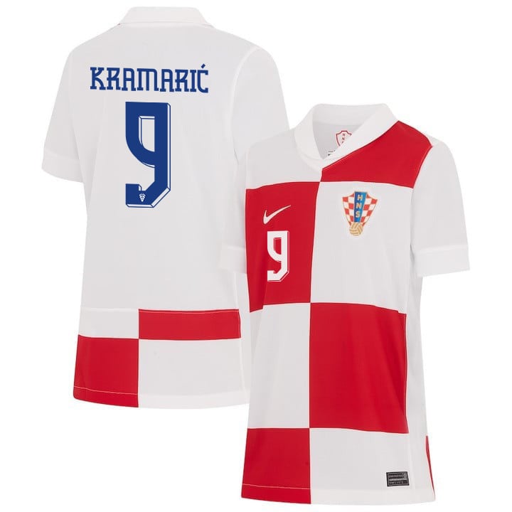 Andrej Kramarić 9 Croatia National Team 2024 Home YOUTH Jersey - White
