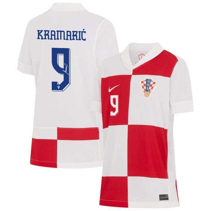 Andrej Kramarić 9 Signed Croatia National Team 2024 Home YOUTH Jersey Autographed - White