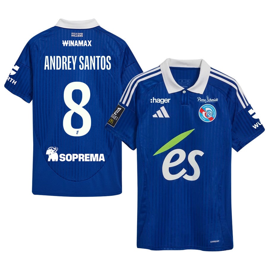 Andrey Santos 8 RC Strasbourg Alsace 2024/25 Home Men Jersey - Blue