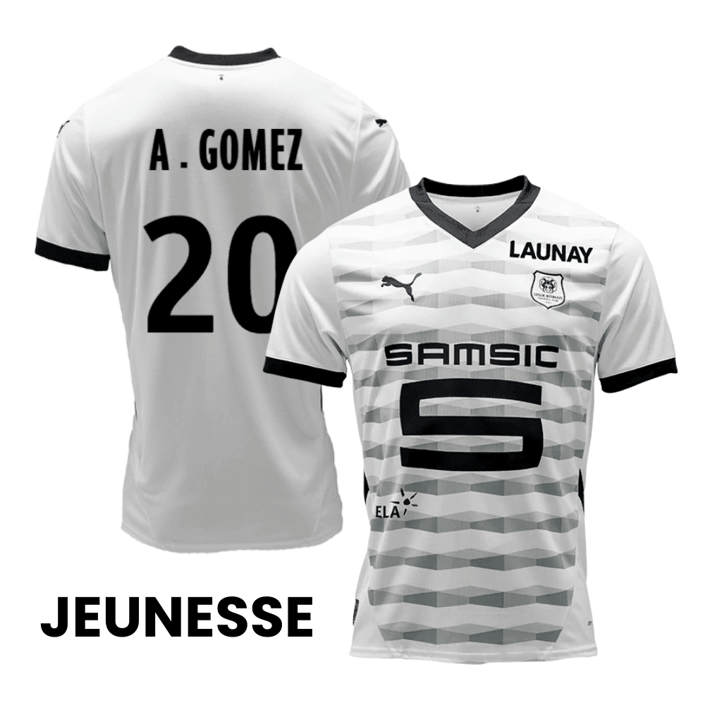 Andrés Gómez 20 Stade Rennais F.C. 2024/25 Away YOUTH Jersey - White
