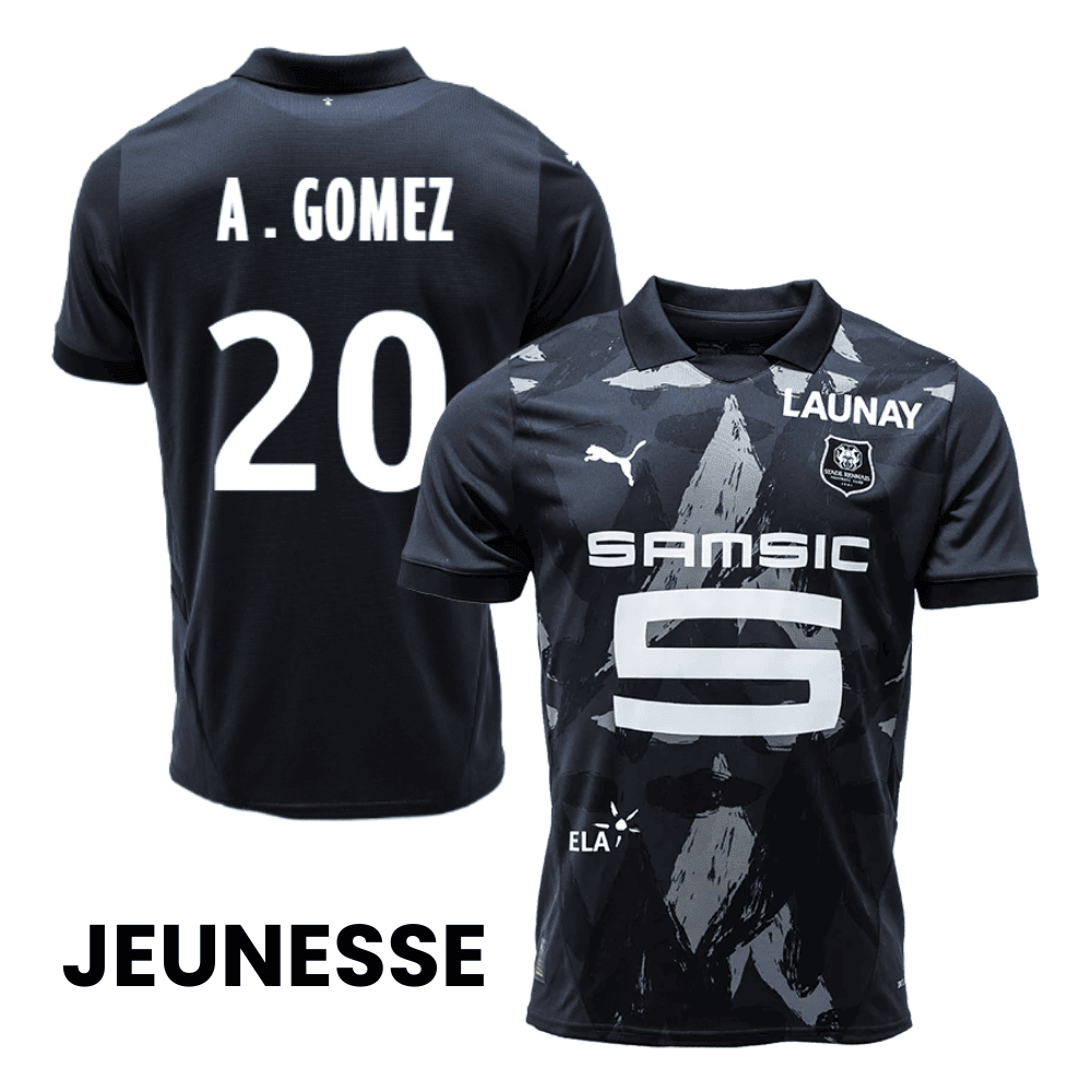 Andrés Gómez 20 Stade Rennais F.C. 2024/25 Third YOUTH Jersey - Black