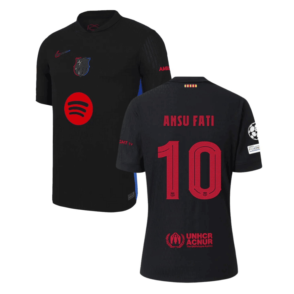 Ansu Fati 10 Barcelona UCL Patch 2024/25 Away Men Jersey - Black