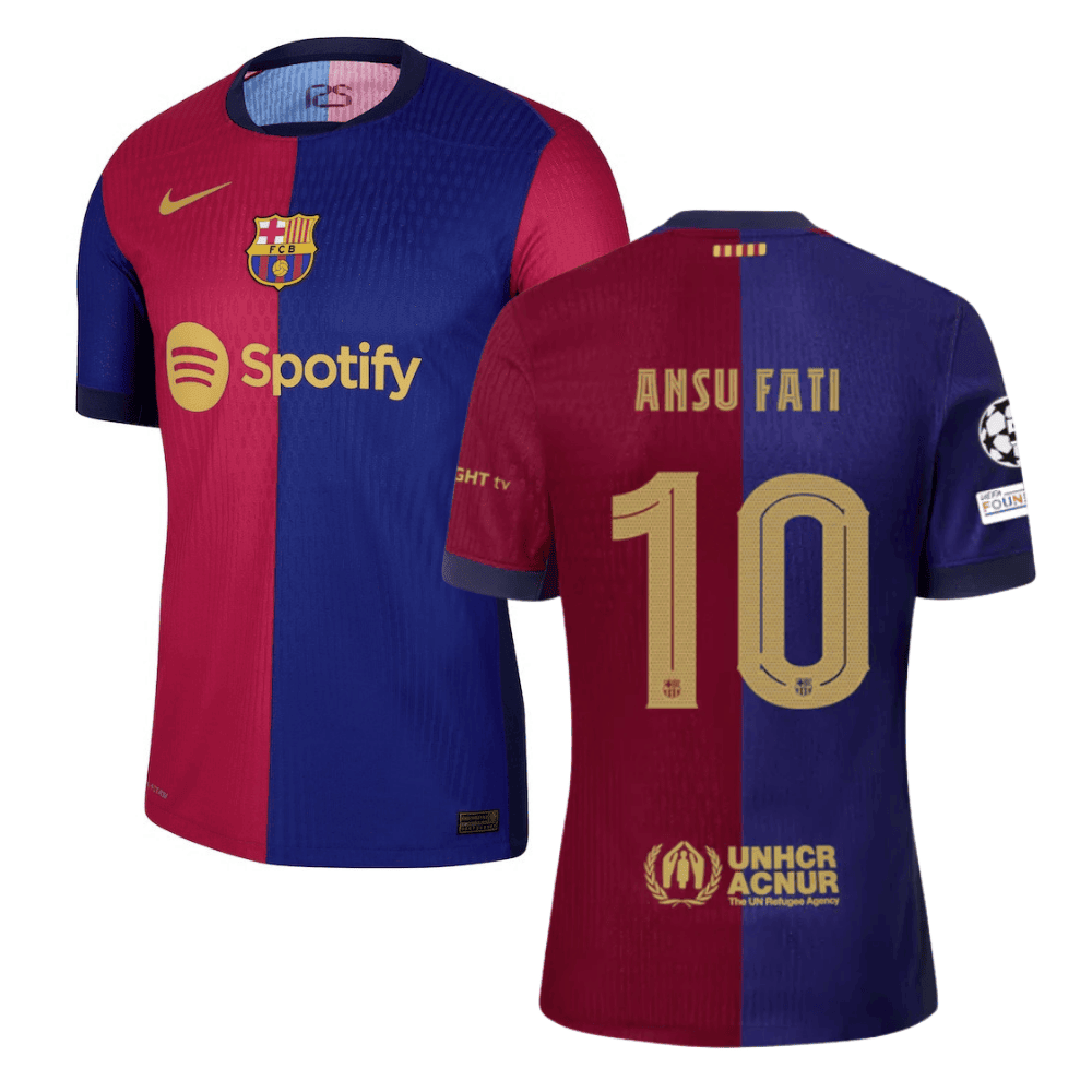Ansu Fati 10 Barcelona UCL Patch 2024/25 Home Men Jersey - Navy