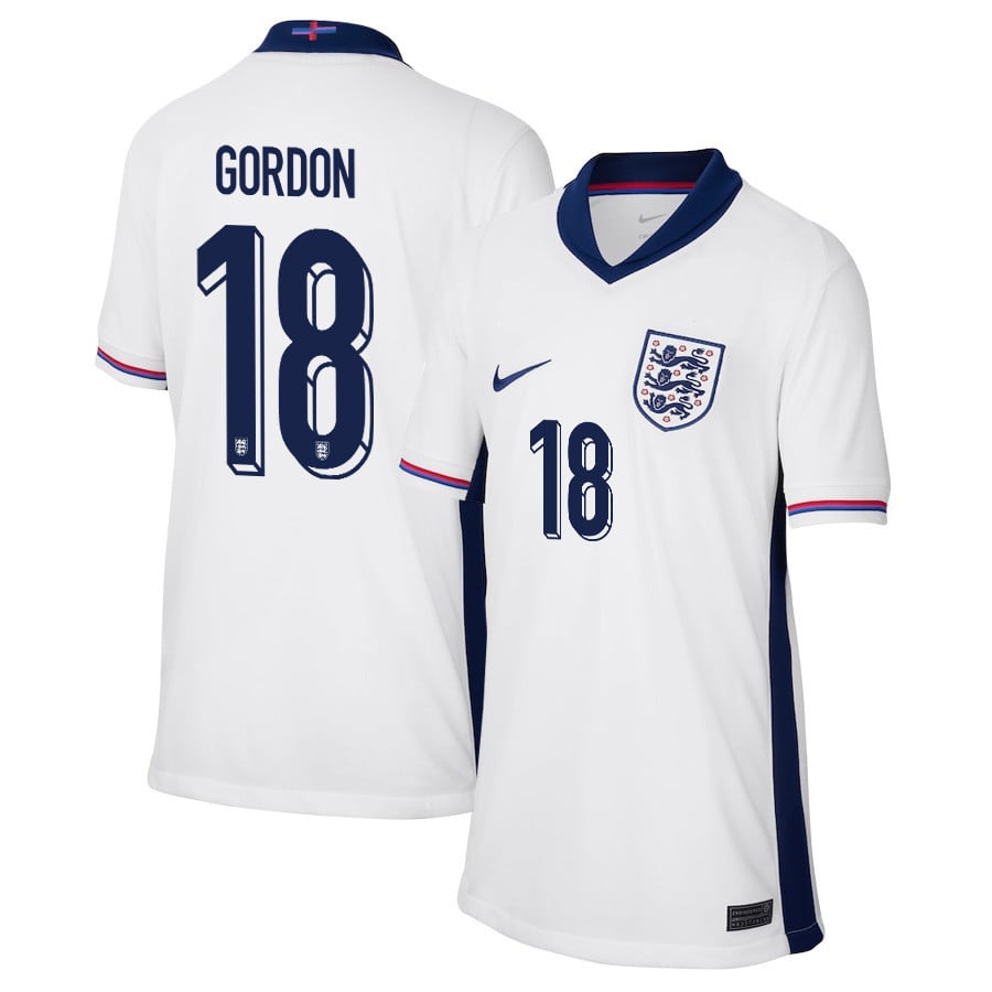 Anthony Gordon 18 England 2024/25 Home Stadium Football YOUTH Jersey - White