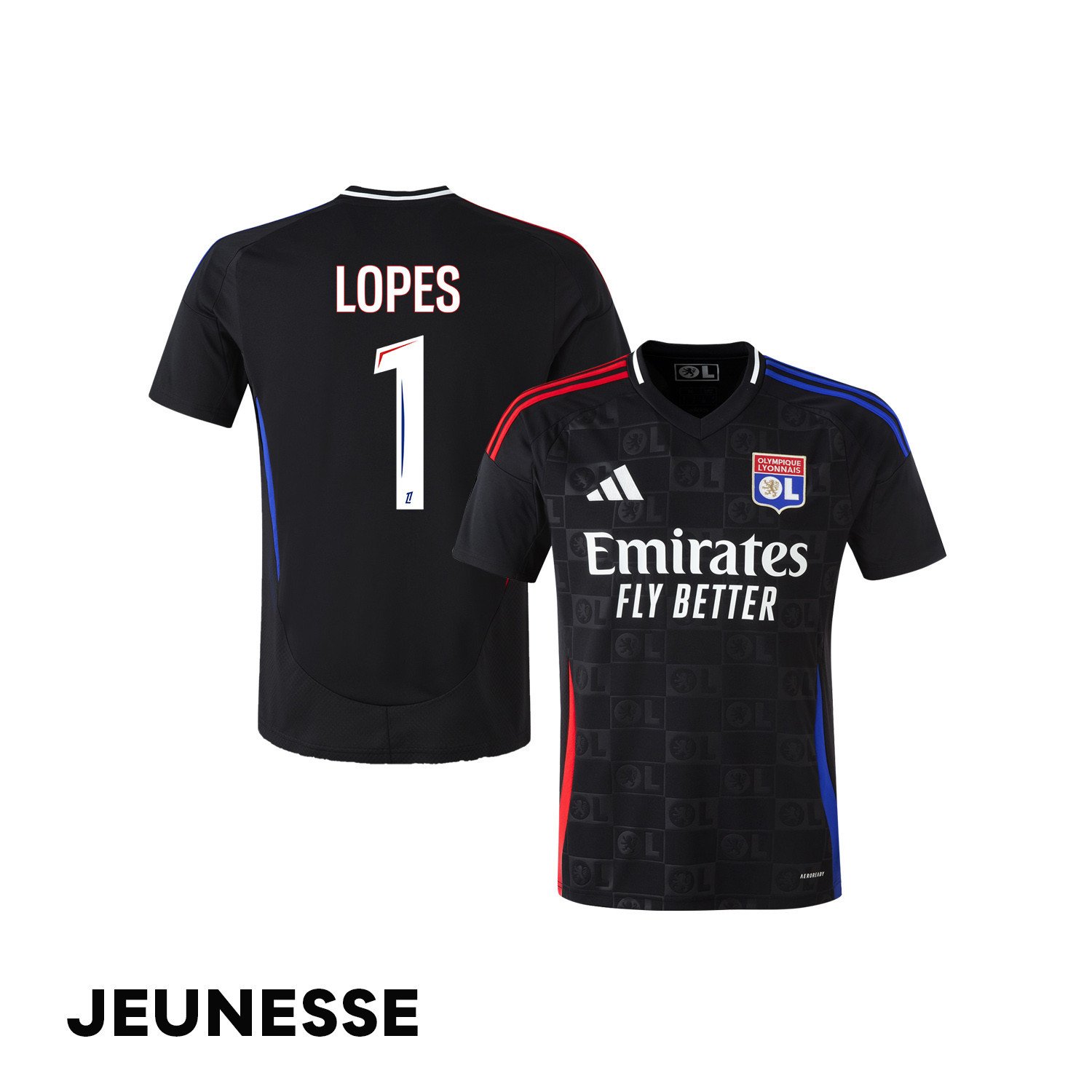 Anthony Lopes 1 Olympique Lyonnais 2024/25 Away YOUTH Jersey - Black