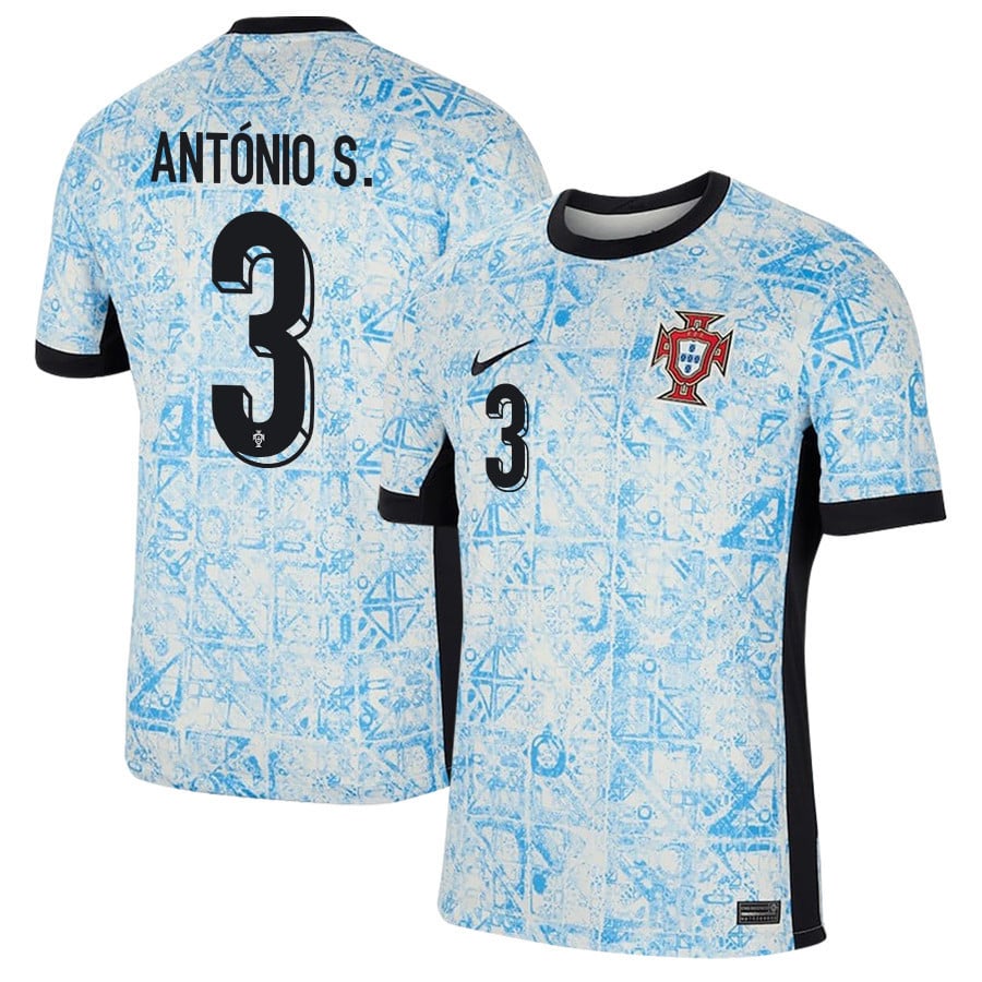 António Silva 3 Portugal National Team 2024/25 Away Men Jersey - Cream/Blue